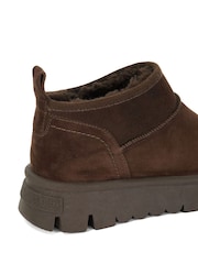 Dune London Brown Chrome Pod Faux Fur Lined Cropped Ankle Boots - Image 6 of 6