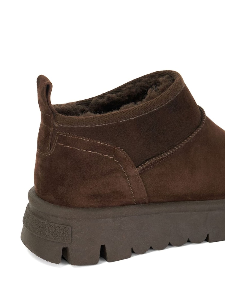 Dune London Brown Chrome Pod Faux Fur Lined Cropped Ankle Boots - Image 6 of 6