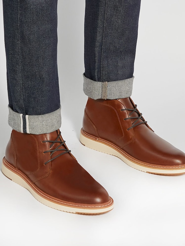 Dune London Brown Chander Plain Toe Chukka Boots - Image 1 of 6