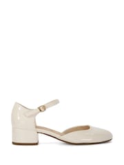 Dune London Cream Dominos Two Part Low Court Shoes - Image 2 of 5