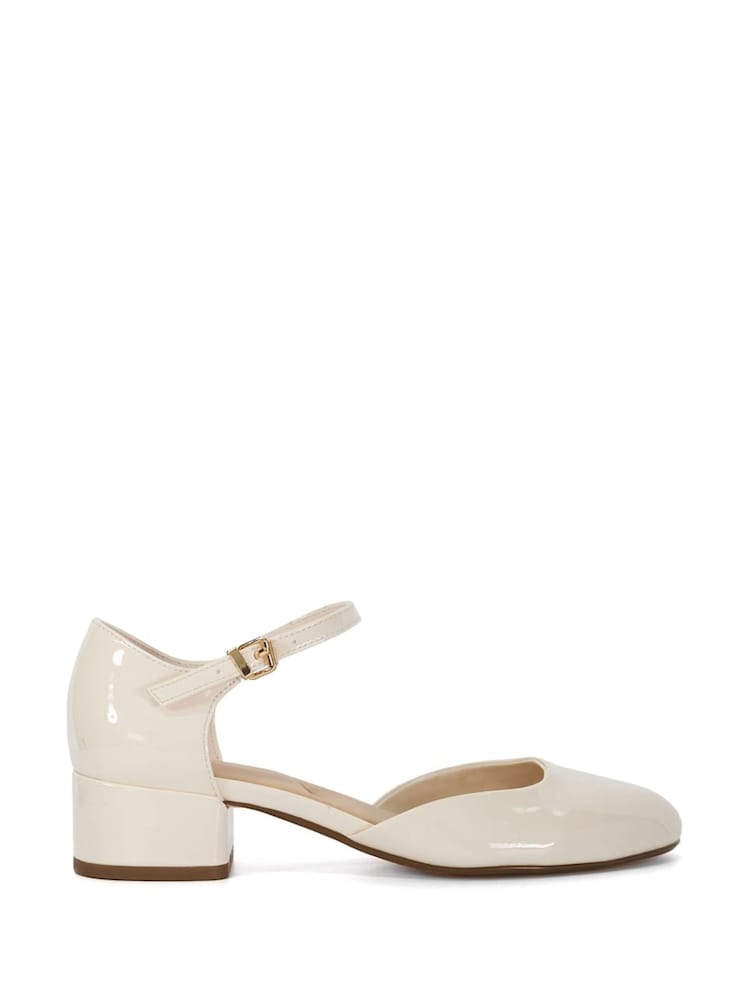 Dune London Cream Dominos Two Part Low Court Shoes - Image 2 of 5