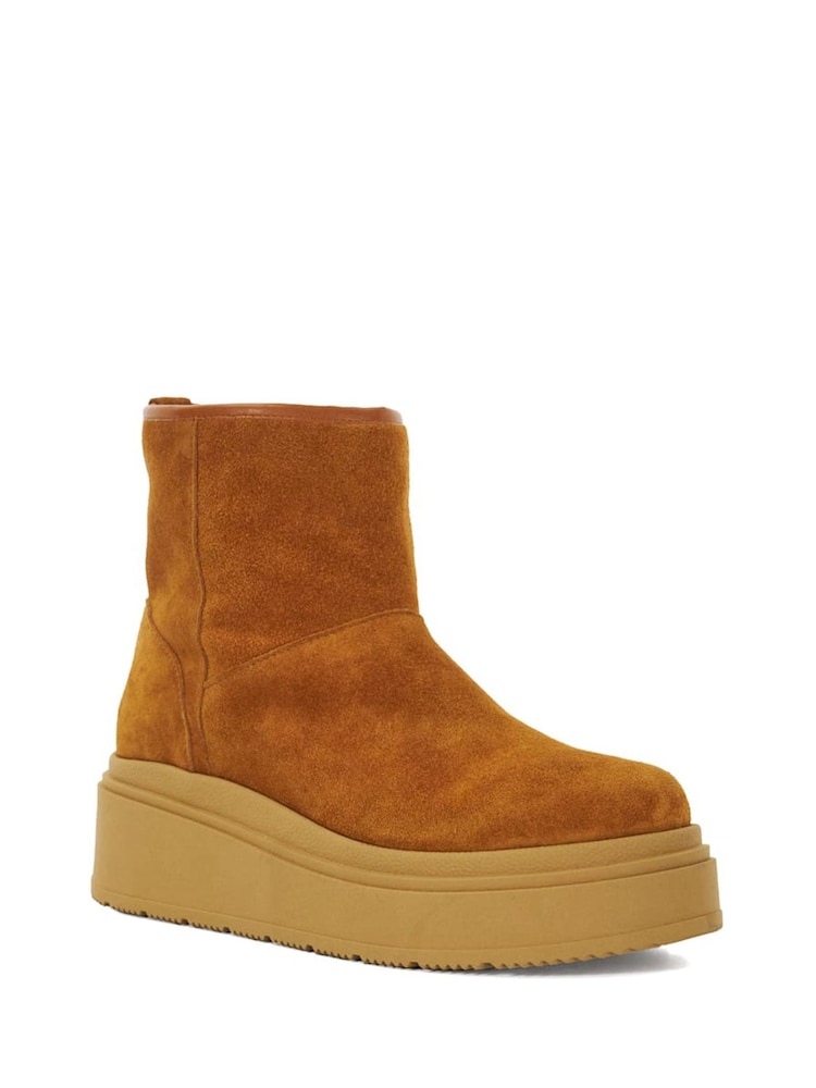 Dune London Brown Podsey Shearling Faux Fur Platform Boots - Image 2 of 6