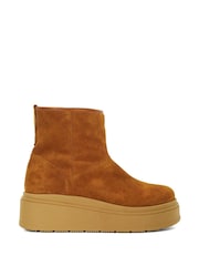 Dune London Brown Podsey Shearling Faux Fur Platform Boots - Image 3 of 6
