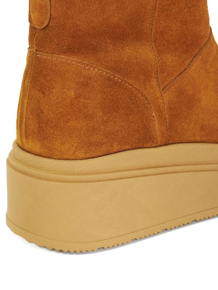 Dune London Brown Podsey Shearling Faux Fur Platform Boots - Image 6 of 6