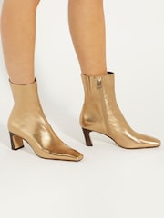 Dune London Gold Obriele Angled Heel Pull On Boots - Image 1 of 6