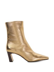 Dune London Gold Obriele Angled Heel Pull On Boots - Image 2 of 6
