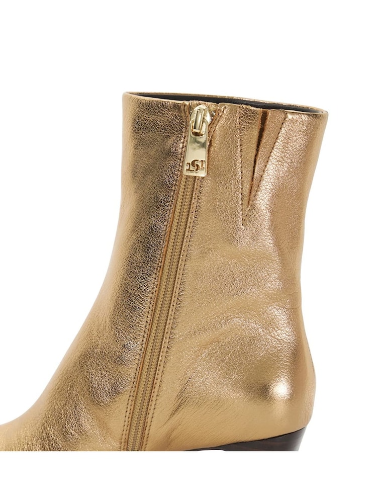 Dune London Gold Obriele Angled Heel Pull On Boots - Image 6 of 6