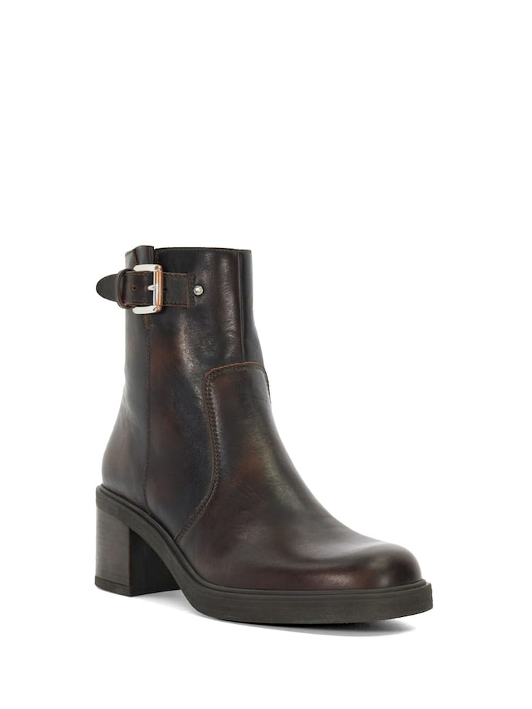 Dune London Brown Parlowe Buckle Ankle Boots - Image 1 of 5