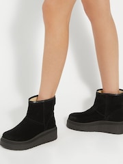 Dune London Black Podsey Shearling Faux Fur Platform Boots - Image 6 of 6