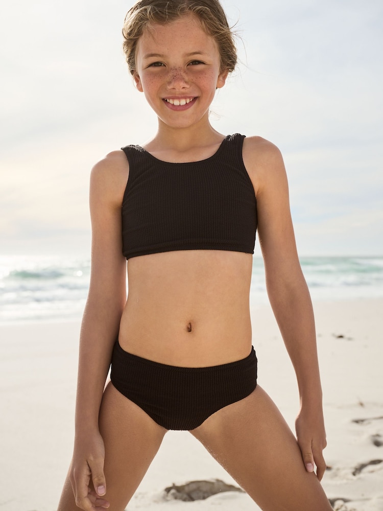 Black Textured Bikini (3-16yrs) - Image 1 of 8