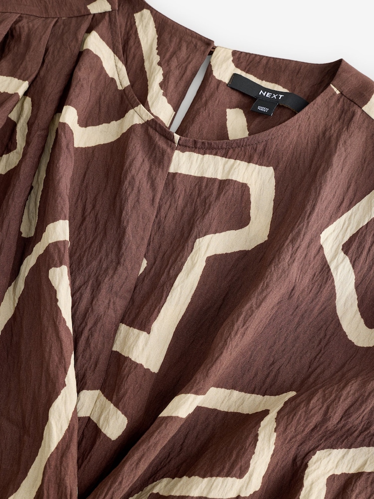 Brown Geo Print Tie Waist Detail Jumpsuit - Image 5 of 6