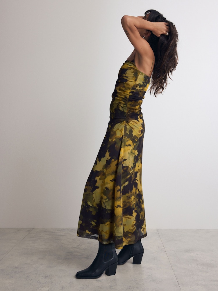 Khaki Green Camo Print Mesh Floral Cami Slip Dress - Image 2 of 6