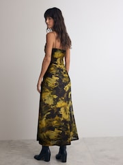 Khaki Green Camo Print Mesh Floral Cami Slip Dress - Image 3 of 6