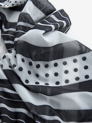 Black/White Stripe Long Sleeve Mini Mesh Dress - Image 5 of 6