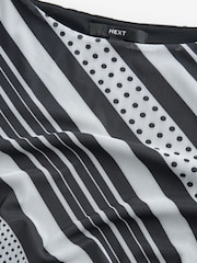 Black/White Stripe Long Sleeve Mini Mesh Dress - Image 6 of 6