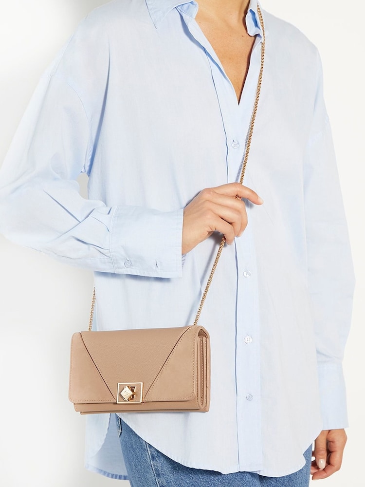 Dune London Brown Styled Panelled Phone Cross-Body Bag - Image 1 of 5