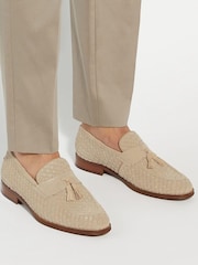 Dune London Cream Sevilles Woven Tassle Loafers - Image 1 of 6