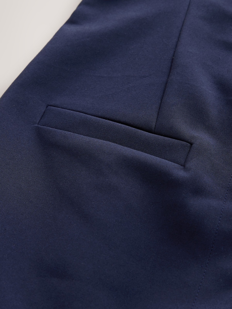 Navy Blue Square Neck Gold Button Mini Dress - Image 3 of 3