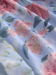 Blue Floral Pleated Mesh Print V-Neck Occasion Midi Dress - Image 7 of 7