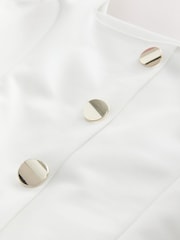White Square Neck Gold Button Mini Dress - Image 7 of 8
