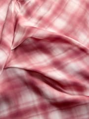 Red Check Sleeveless Satin Drape Waist Detail Midi Dress - Image 7 of 8
