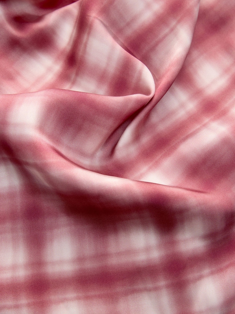 Red Check Sleeveless Satin Drape Waist Detail Midi Dress - Image 8 of 8