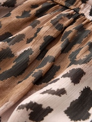 Brown Leopard Animal Print Long Sleeve Boho Tier Maxi Dress - Image 5 of 5