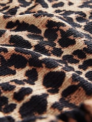 Brown Leopard Animal Print Sleeveless Textured Jersey Dropwaist Maxi Dress - Image 7 of 7