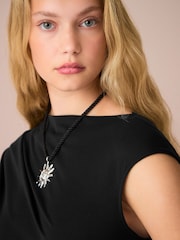 Black Short Sleeve Asymmetric Hem Midi Dress - Image 3 of 3