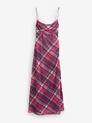 Red Check Mesh Floral Cami Slip Dress - Image 1 of 3