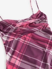 Red Check Mesh Floral Cami Slip Dress - Image 3 of 3