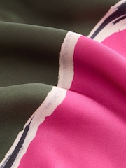 Green/Pink Placement Floral Satin Cami Midi Slip Dress - Image 8 of 8