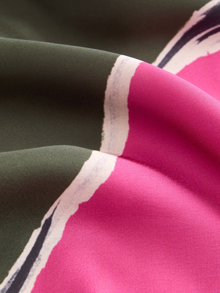 Green/Pink Placement Floral Satin Cami Midi Slip Dress - Image 8 of 8
