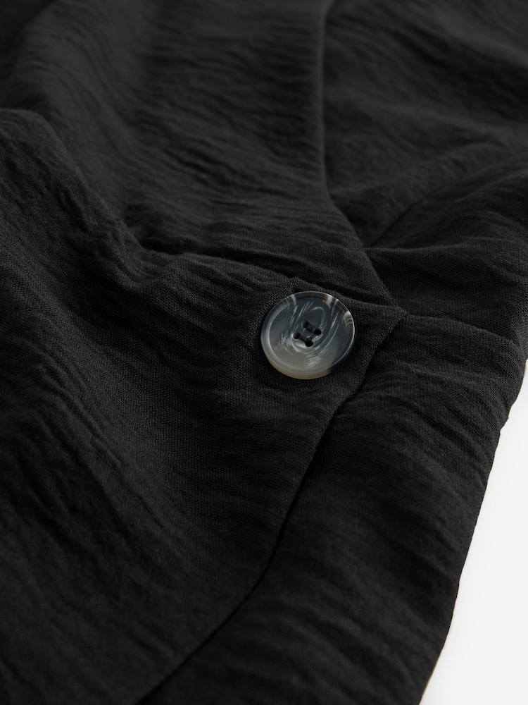 Black Sleeveless V-Neck Waistcoat Pleated Skirt Midi Dress - Image 8 of 9