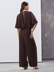 Burgundy Red Short Sleeve Cape Sleeve Jumpsuit - Image 2 of 8