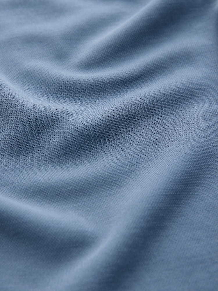 Chambray Blue Short Sleeve Asymmetric Hem Midi Dress - Image 6 of 6