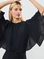 Navy Blue Short Sleeve Cape Sleeve Jumpsuit - Image 4 of 8