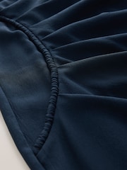 Navy Blue Sleeveless Column Rouched Midi Dress - Image 6 of 7