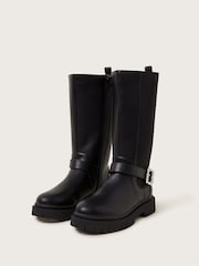Monsoon Black Diamante Buckle Knee High Boots - Image 1 of 3
