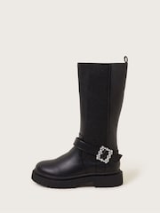 Monsoon Black Diamante Buckle Knee High Boots - Image 2 of 3
