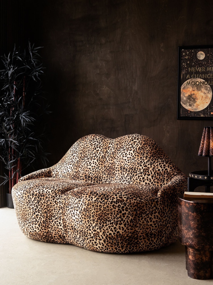 Rockett St George Leopard Love Velvet Luscious Lips Small 2 Seater Sofa - Image 2 of 7