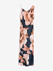 Navy Blue/Pink Floral Kew Collection Cowl Neck Maxi Dress - Image 7 of 9