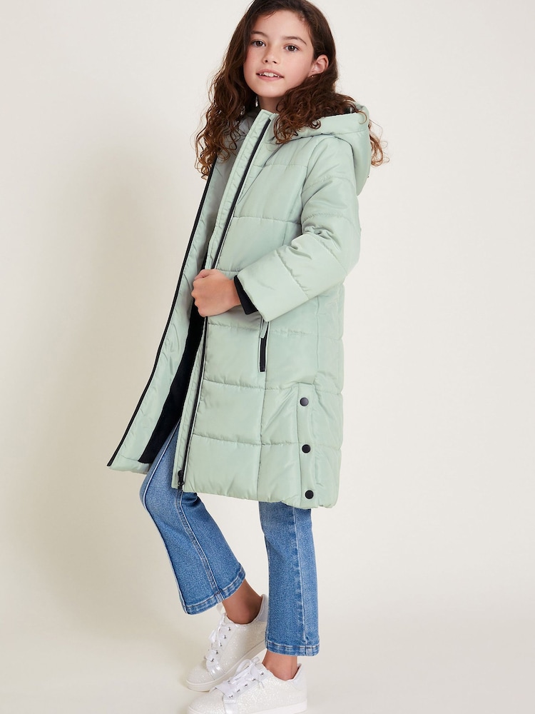 Monsoon Green Hooded Longline Puffer Coat - Image 1 of 4
