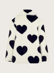 Monsoon Black Heart Print Faux Fur Coat - Image 2 of 3