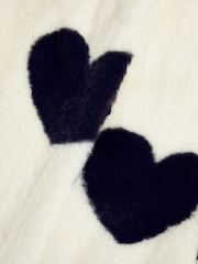 Monsoon Black Heart Print Faux Fur Coat - Image 3 of 3