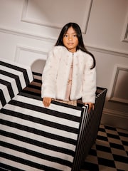 Monsoon Natural Embellished Faux Fur Coat - Image 2 of 7