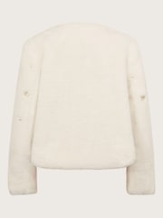 Monsoon Natural Embellished Faux Fur Coat - Image 6 of 7
