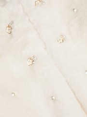 Monsoon Natural Embellished Faux Fur Coat - Image 7 of 7