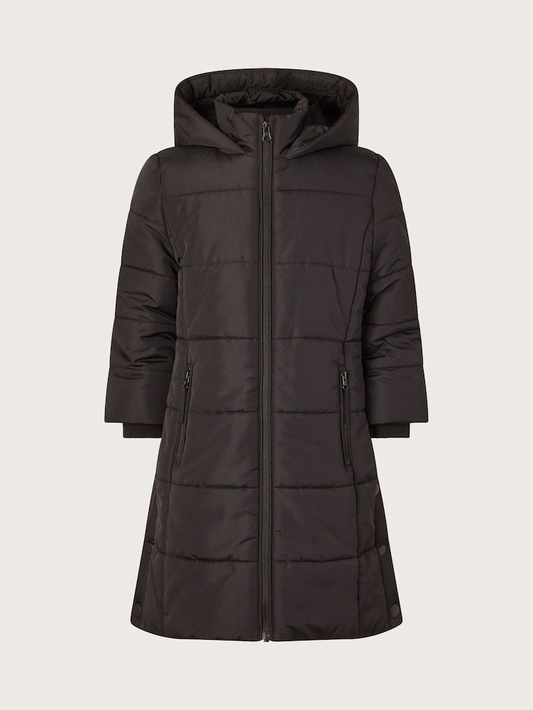 Monsoon Black Hooded Longline Puffer Coat - Image 1 of 3