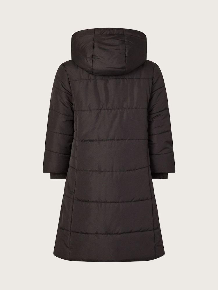 Monsoon Black Hooded Longline Puffer Coat - Image 2 of 3